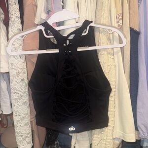 ALO Yoga Black Braided back Workout Tank (with built in bra), perfect condition!